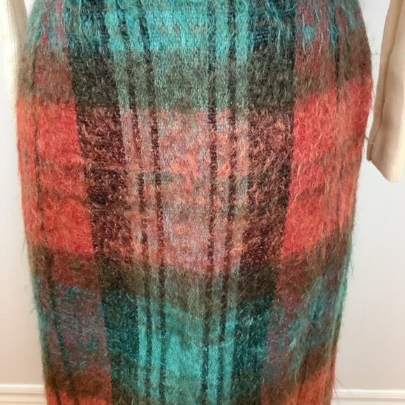 ANDREW STEWART TARTAN VINTAGE MAXI WOOL MOHAIR SKIRT - Picture 3 of 10